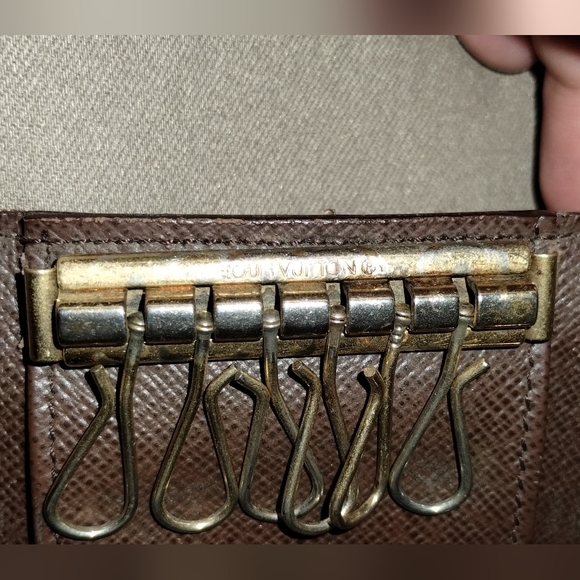 LOUIS VUITTON BROWN CHECKERED LEATHER KEY/CARD HOLDER SMALL WALLET ~ AUTHENTIC - Picture 12 of 13